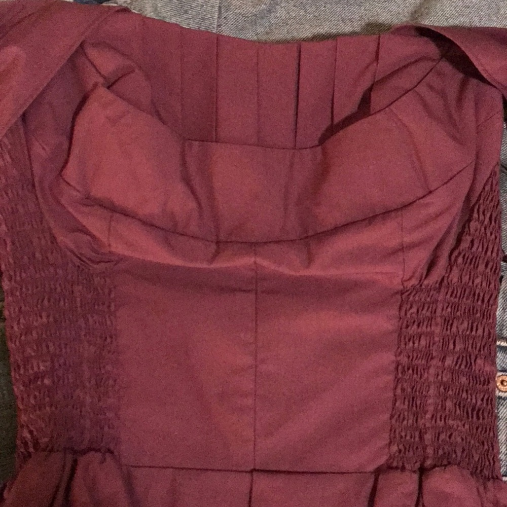 Unique Vintage Strapless Plum Dress
